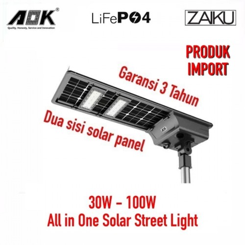 Lampu Jalan Solar Panel All in One Solar Street Light Double Sided - 100W-Premium